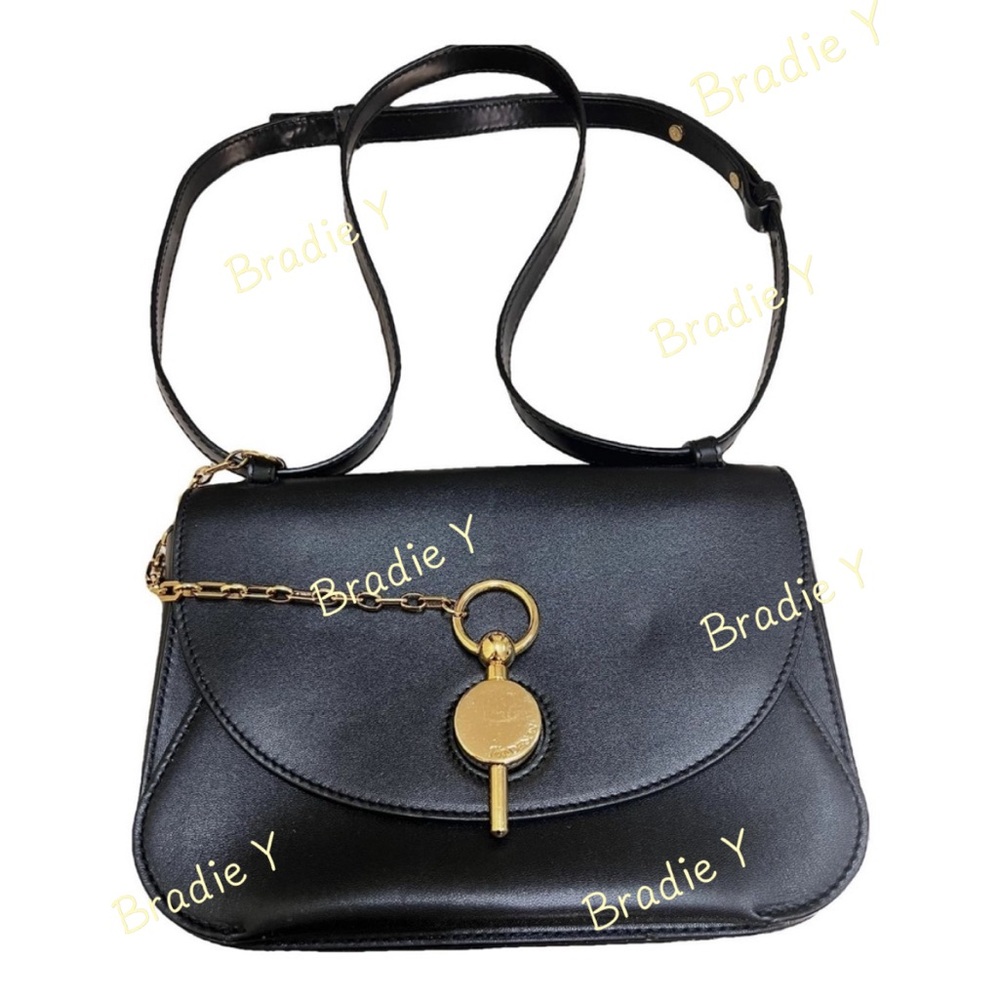 JW Anderson Black Leather Crossbody Bag with Gold Chain Charm